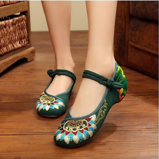  Women's Shoes Fabric Flats For Black Red Green