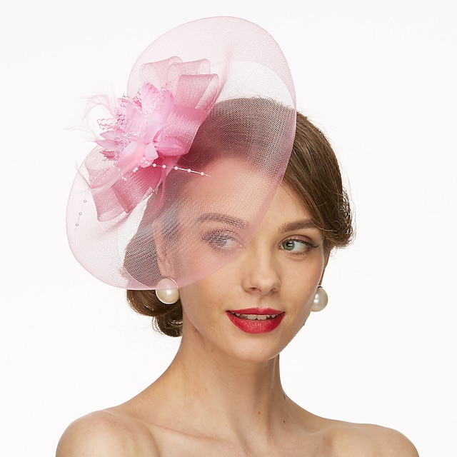  síťové fascinátory kentucky derby klobouk/ pokrývka hlavy s květinovým 1ks svatební / zvláštní příležitost / čelenka na čajový dýchánek