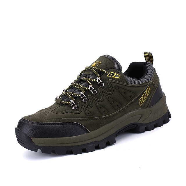  Men's Shoes Leather Spring Fall Comfort Athletic Shoes Hiking Shoes Split Joint for Athletic Casual Outdoor Gray Brown Army Green