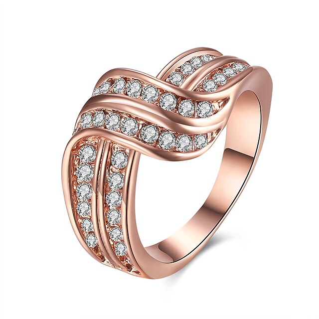  Women's Ring Cubic Zirconia Rose Gold Crystal Tin Alloy Rose Gold Plated Alloy Round Geometric Irregular Personalized Luxury Geometric