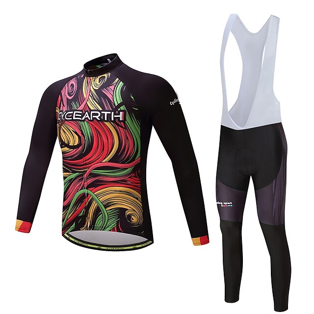  Manga Longa Camisa com Calça Bretelle Moto Conjuntos Secagem Rápida Esportes Poliéster Elastano Silicone Ciclismo de Montanha Ciclismo de Estrada Roupa / Lycra