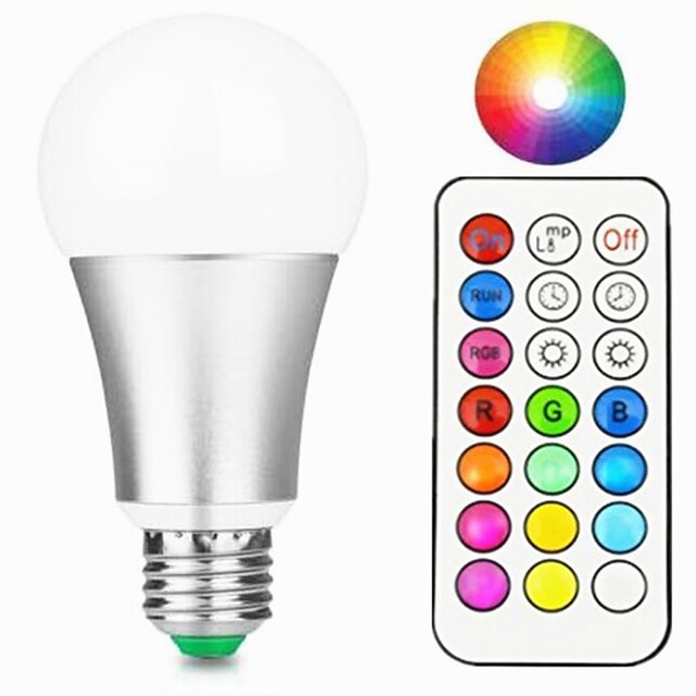  1個 10 W ＬＥＤスマート電球 800 lm E26 / E27 A60(A19) 1 LEDビーズ 集積ＬＥＤ 調光可能 リモコン操作 装飾用 RGBW RGBWW 85-265 V / ＃ / １個 / RoHs