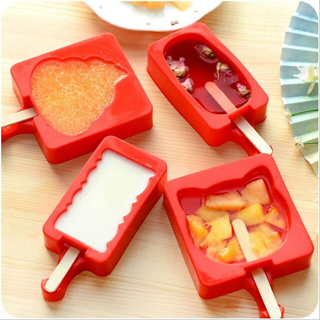  DIY Silicone Ice Cream Mold Popsicle Maker Holder with Popsicle Sticks