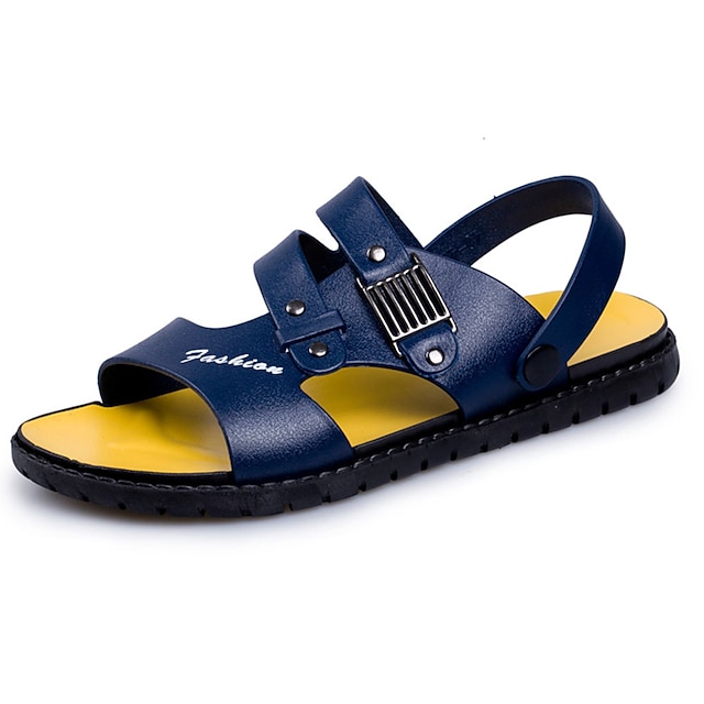  Homens Sapatos Confortáveis Couro Ecológico Verão Sandálias Castanho Escuro / Azul / Preto / Ao ar livre