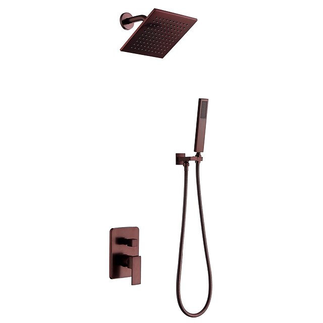  Shower Faucet - Contemporary Oil-rubbed Bronze Wall Mounted Ceramic Valve Bath Shower Mixer Taps / Brass / Two Handles Three Holes