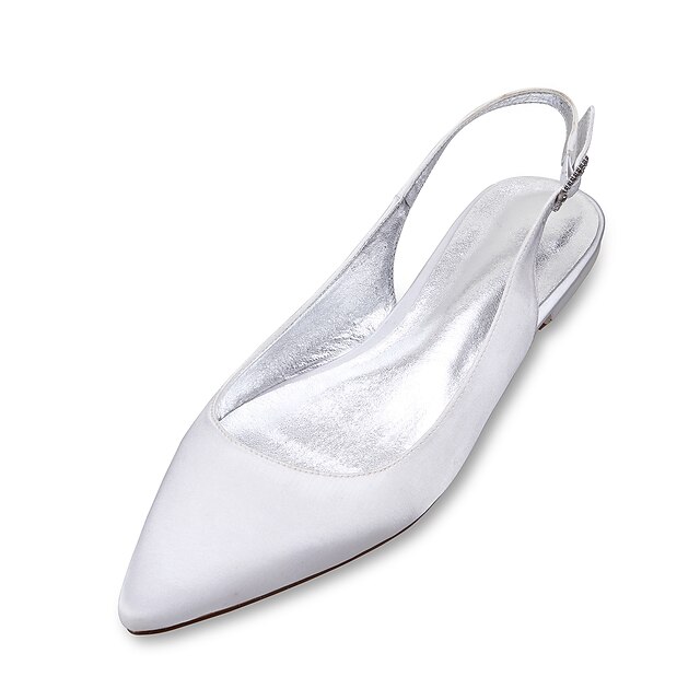  Women's Wedding Shoes Flat Heel Pointed Toe Split Joint Satin Comfort / Mary Jane Spring / Summer White / Purple / Champagne / Party & Evening