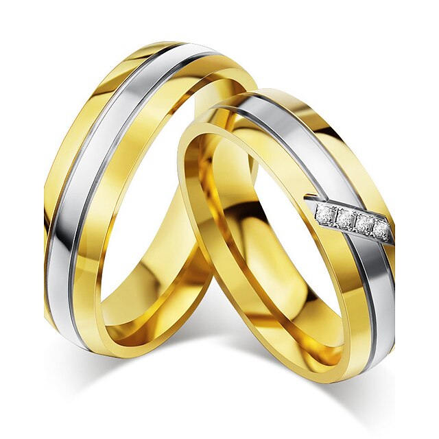  Par Parringe Kvadratisk Zirconium Guld Kvadratisk Zirconium Titanium Stål Rund Elegant Vintage Bryllup Jubilæum Smykker / Forlovelse