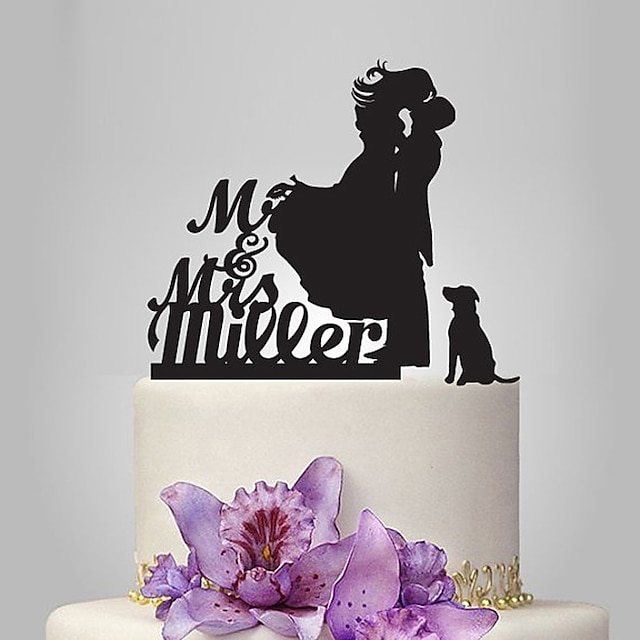  Cake Topper Classic Theme / Romance / Wedding Classic Couple Plastic Wedding / Anniversary with 1 pcs Poly Bag