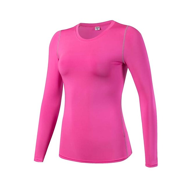  Women's Crew Neck Running Shirt Sports Elastane Compression Clothing Top Yoga Fitness Gym Workout Long Sleeve Activewear Fitness, Running & Yoga