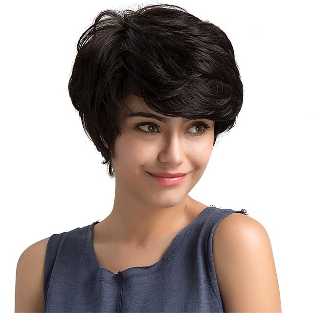  Human Hair Blend Wig Classic Natural Wave Short Hairstyles 2020 Berry Classic Natural Wave Machine Made Natural Black #1B Daily