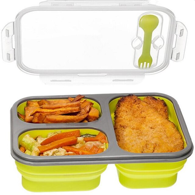  Silicone Collapsible Portable Lunch Box Bowl Bento Boxes Folding Food Storage Container Lunchbox Eco-Friendly