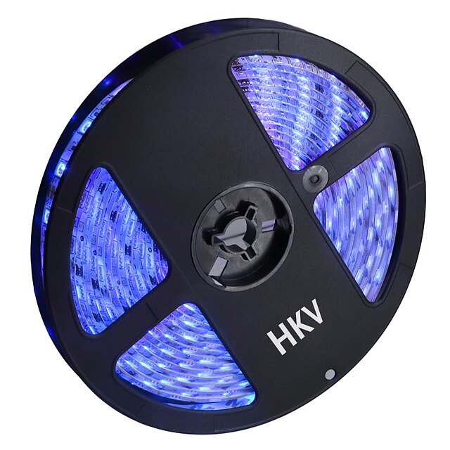  HKV 5 m Tiras LED Flexibles 300 LED 5050 SMD 10mm 1pc Blanco Cálido Blanco Azul Impermeable Cortable Auto-Adhesivas 12 V / IP65