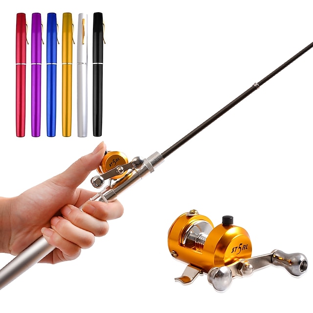 1m Portable Pen Fishing Rod Reel Combo Set Retractable Travel Fishing Mini Rod 