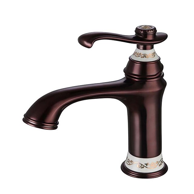  Håndvasken vandhane - Standard Olie-gnedet Bronze Centersat Enkelt håndtag Et HulBath Taps