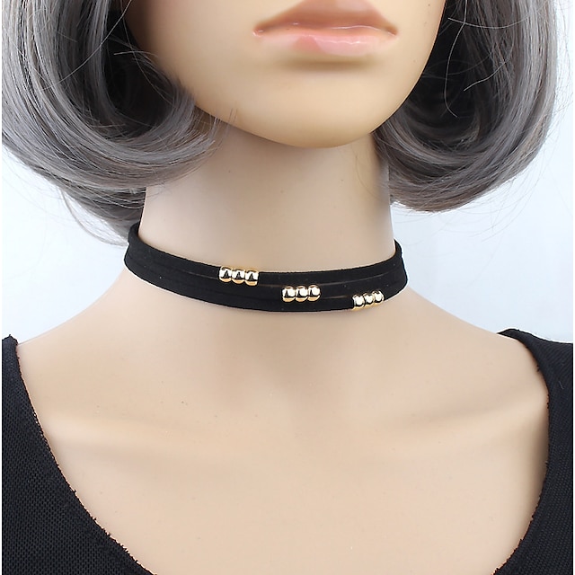  Women's Choker Necklace Single Strand Unique Design Leather Gold Silver Necklace Jewelry For Event / Party Dailywear Outdoor clothing
