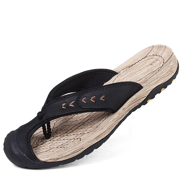  Men's Shoes PU Summer Comfort Slippers & Flip-Flops For Casual Black Brown Blue