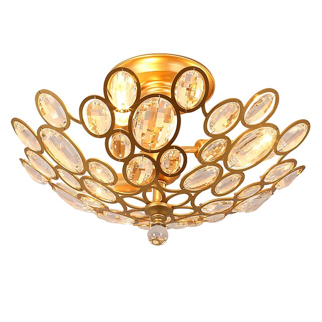  LightMyself™ 3-Light 43 cm Crystal Flush Mount Lights Crystal Gold Chic & Modern 220V / 110V / E12 / E14