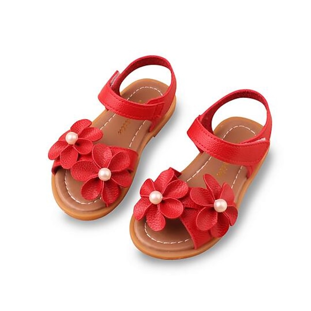  בנות נעליים דמוי עור קיץ נוחות סנדלים עבור קזו'אל לבן אדום ורוד
