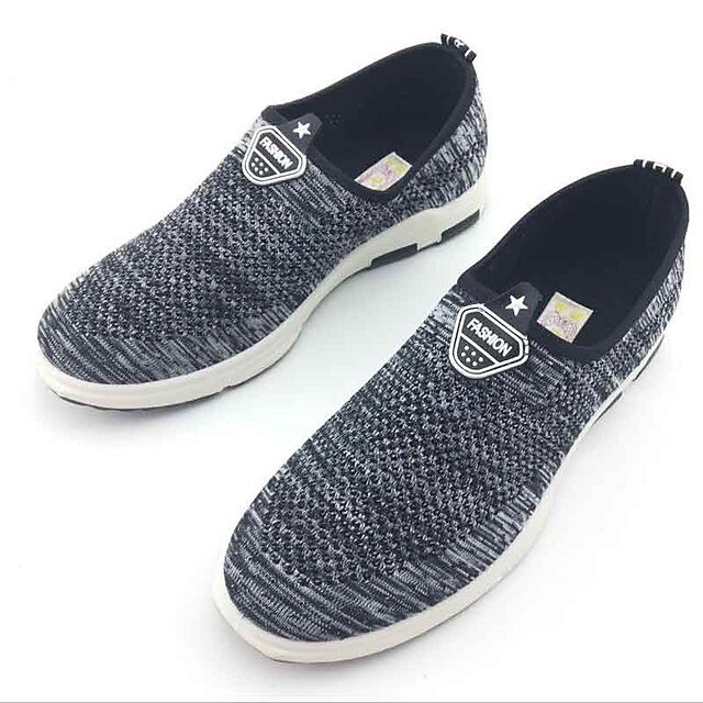  Men's Shoes Fabric Spring Fall Comfort Loafers & Slip-Ons Walking Shoes for Casual Outdoor Black Gray