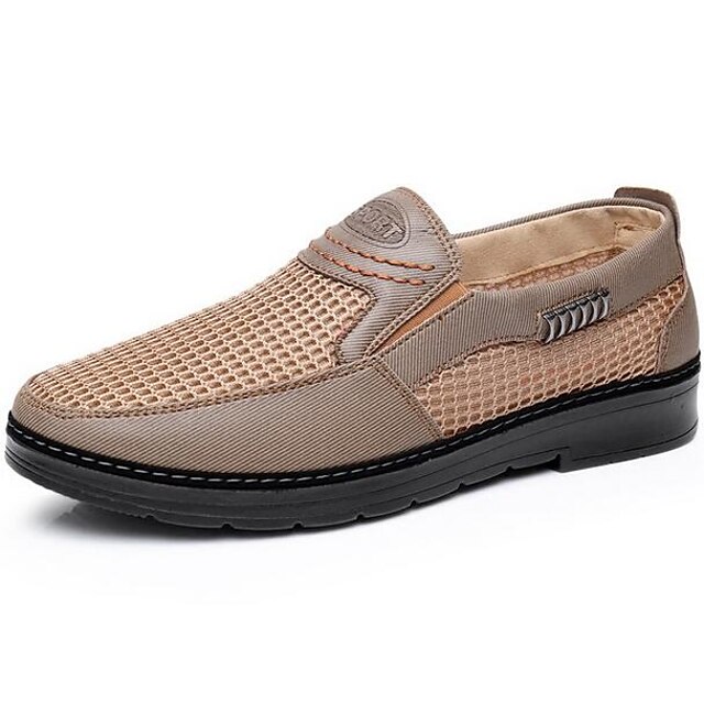  Men's Loafer & Slip-On Comfort Spring Fall Tulle Casual Gray Light Brown Flat