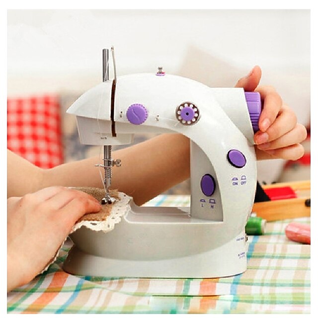  Mini Electric Handheld Sewing Machine Dual Speed Adjustment with Light Foot  Double Threads Pendal Sewing Machine