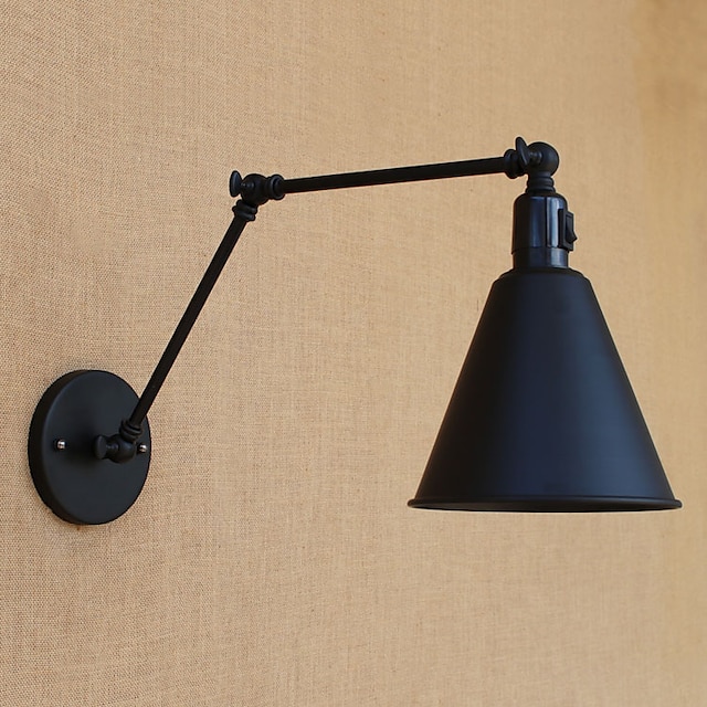  50cm Wall Light LED Industrial Nostalgia Personality Loft Black Umbrella Section Double Wall Lamp Eye Protection, Swing Arm, Mini Style110-120V / 220-240V 60W