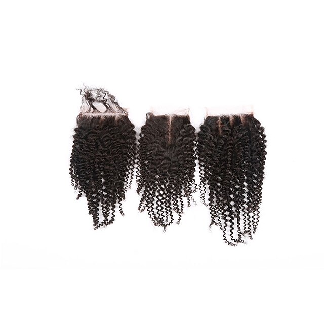  Brasilianisches Haar 4x4 Closure Locken / Klassisch / Kinky Curly Kostenlose Part / Mittelteil / 3 Teil Schweizer Spitze Echthaar Alltag