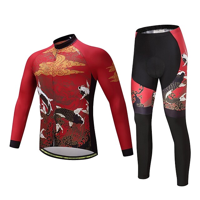  Long Sleeve Cycling Jersey with Tights Bike Clothing Suit Thermal / Warm Winter Sports Polyester Fleece Silicon Clothing Apparel / Lycra