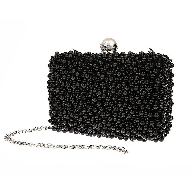 Women's Bags Polyester ABS+PC Evening Bag Rhinestone Pearl Detailing for Wedding Event / Party Formal All Seasons Champagne Black Beige
