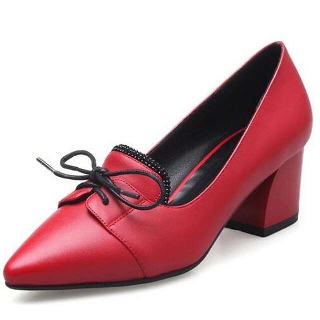  Naisten PU Kevät Comfort Oxford-kengät Musta / Harmaa / Punainen