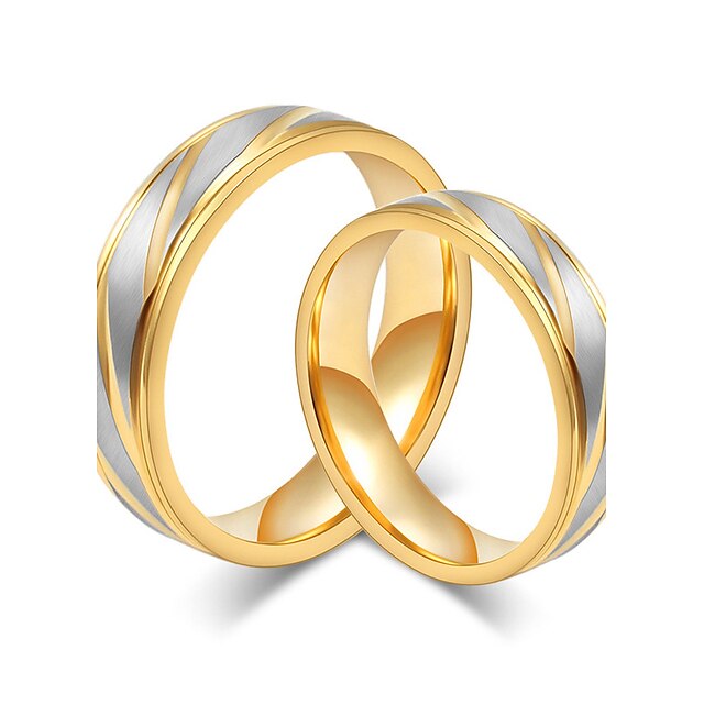  Anéis de Casal Dourado Rosa ouro Aço Titânio Elegante Estilo simples / Casamento / Aniversário / Diário / Noivado / namorados