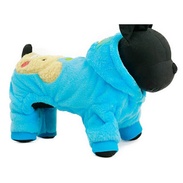  Dog Hoodie Winter Dog Clothes Fuchsia Blue Costume Plush Fabric Cartoon Casual / Daily XXS XS S M L