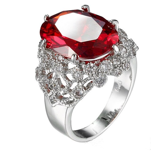  Per donna Struttura dell'anello / Band Ring / Anello Zircone cubico Rosso Zirconi / Rame / Strass Ovale Personalizzato / Lusso / Geometrico Natale / Matrimonio / Feste Bigiotteria / Anniversario