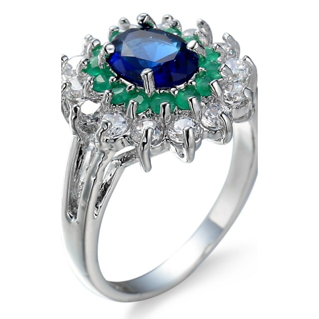 Women's Ring Settings / Band Ring / Ring Cubic Zirconia Royal Blue Zircon / Copper / Rhinestone Round / Circular Personalized / Luxury / Geometric Christmas / Wedding / Party Costume Jewelry