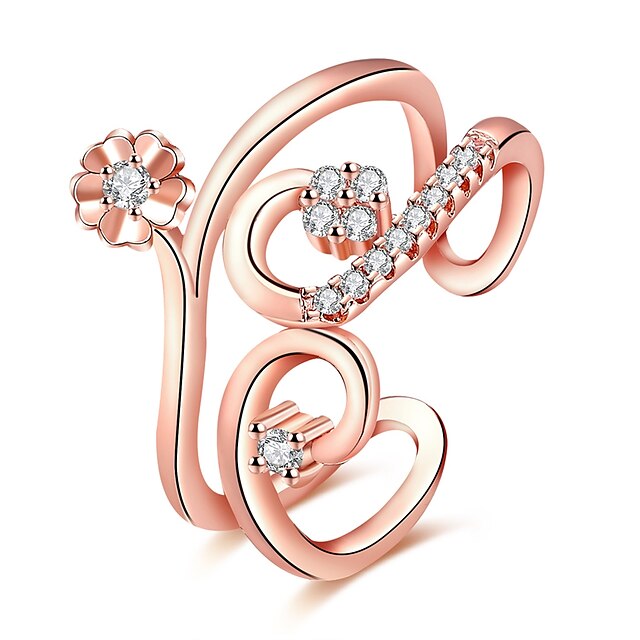  Women's Ring AAA Cubic Zirconia Silver Rose Gold Rose Gold Zircon Copper Silver Plated Geometric Line Irregular Personalized Floral