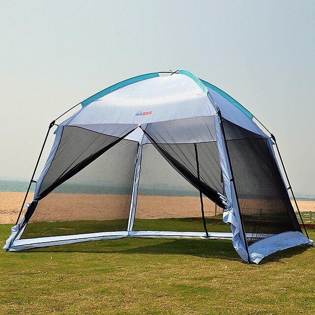  7 מקומות אוהל עם הצללה אוהל בית עם הצללה חיצוני מוגן מגשם עמיד אולטרה סגול עמיד לאבק שכבה בודדה קמפינג אוהל 1000-1500 mm ל מחנאות וטיולים טרילן בד אוקספורד רשת