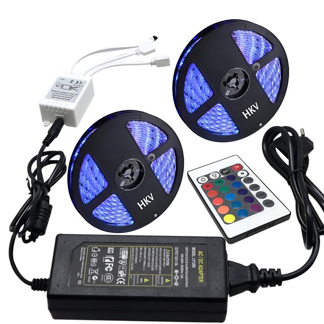 HKV 10m Conjuntos de Luzes 300 LEDs 5050 SMD RGB 100-240 V 1pç / IP65
