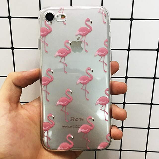  Etui Til Apple iPhone X / iPhone 8 Plus / iPhone 8 Ultratyndt / Gennemsigtig Bagcover Flamingo / Dyr Blødt TPU