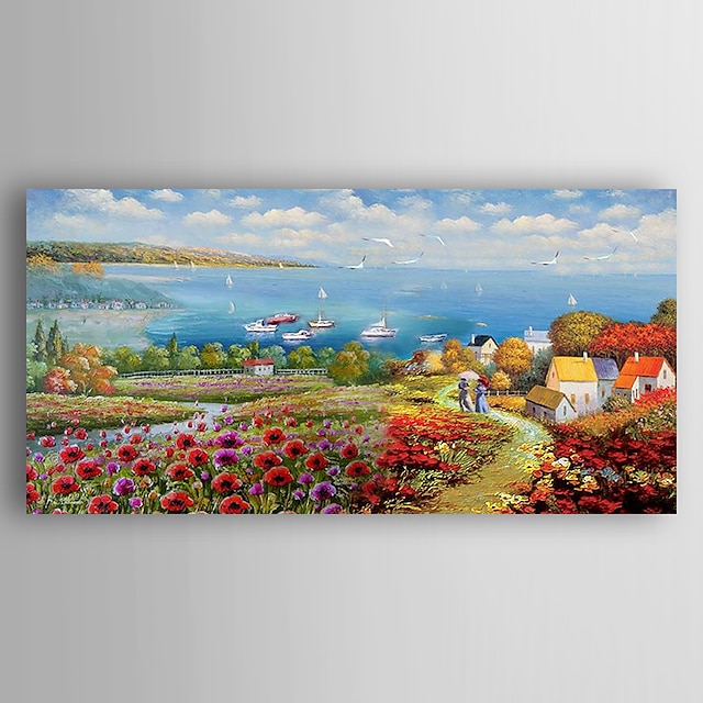 Oil Painting Hand Painted - Landscape Abstract Stretched Canvas / Rolled Canvas