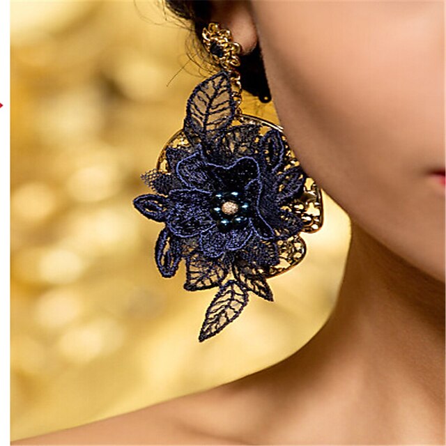  Women's Leaf Vintage Lace Earrings Jewelry Blue For Wedding Party Halloween Birthday