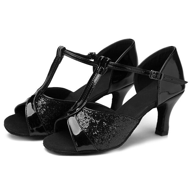 Women's Latin Shoes Dance Shoes Indoor Practice Heel Glitter Sequin