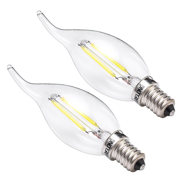  BRELONG® 2pcs 2W 200lm E14 LED Filament Bulbs C35 2 LED Beads COB Decorative Warm White White 220-240V