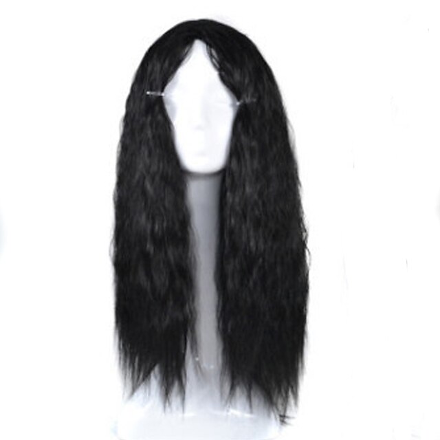  Cosplay-peruukit Synteettiset peruukit Kihara Epäsymmetrinen leikkaus Peruukki Keskikokoinen Pitkä Jet Black Synteettiset hiukset Naisten Luonnollinen hiusviiva Musta