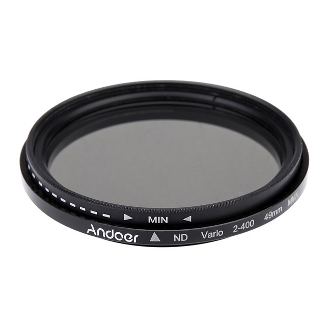  Andoer 49mm nd fader nøytral tetthet justerbar nd2 til nd400 variabelt filter for Canon Nikon DSLR kamera