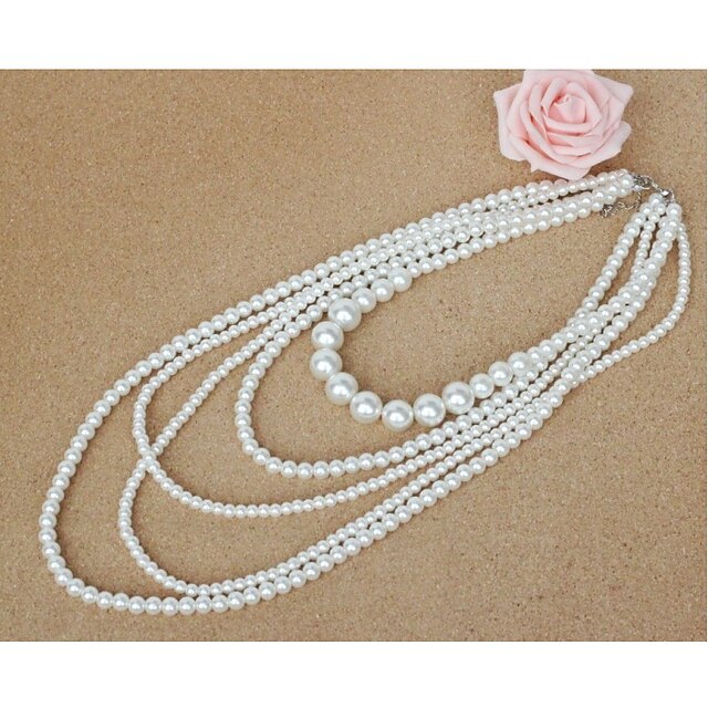  Women's Layered Necklace Imitation Pearl White Necklace Jewelry For Wedding Party Special Occasion Anniversary Birthday