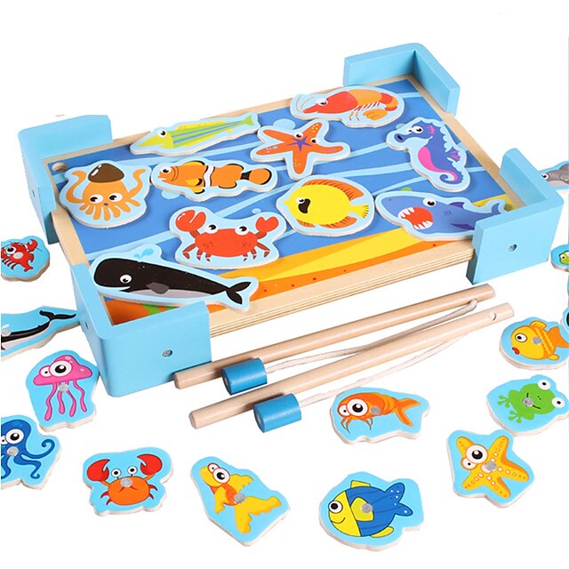  Blocos de Construir Brinquedos de pesca Pato Peixes compatível De madeira Madeira Legoing Magnética Brinquedos Dom / Crianças