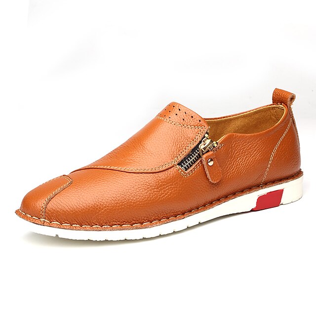  Men's Comfort Shoes Cowhide Summer / Fall Loafers & Slip-Ons Walking Shoes Black / Brown / Blue / Split Joint