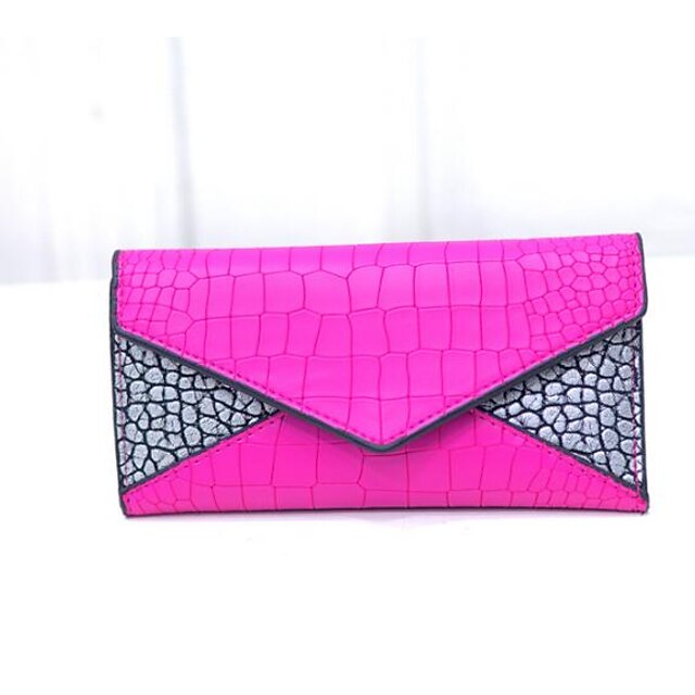  Women's Bags PU Checkbook Wallet for Casual All Seasons Black Fuchsia Navy Blue