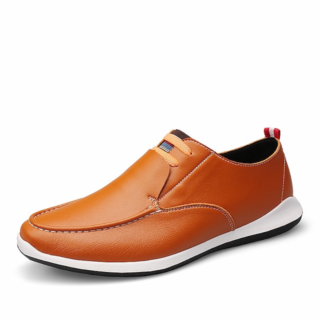  Men's Comfort Shoes Cowhide / Pigskin Summer / Fall Loafers & Slip-Ons Walking Shoes Black / Dark Blue / Brown / Split Joint