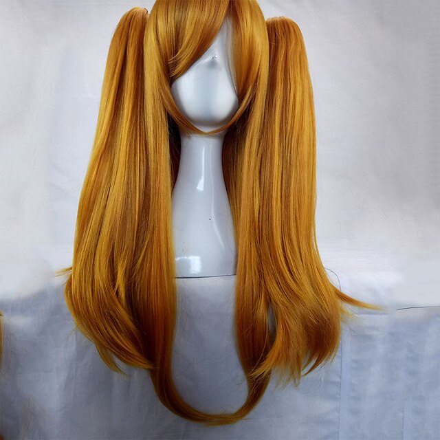  Perruque Synthétique Perruques de Déguisement Droit Droite Avec queue de cheval Perruque Blond Long Orange Cheveux Synthétiques Femme Perruque tressée Tresses Africaines Blond hairjoy